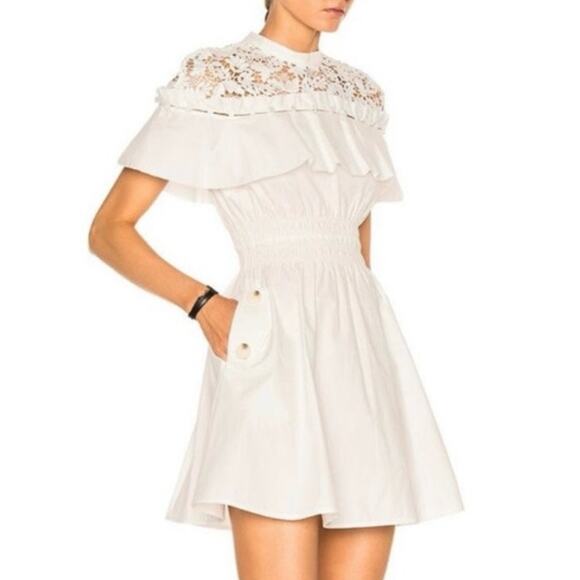 Self Portrait White Hudson Mini Dress Sz 6 - Picture 6 of 14